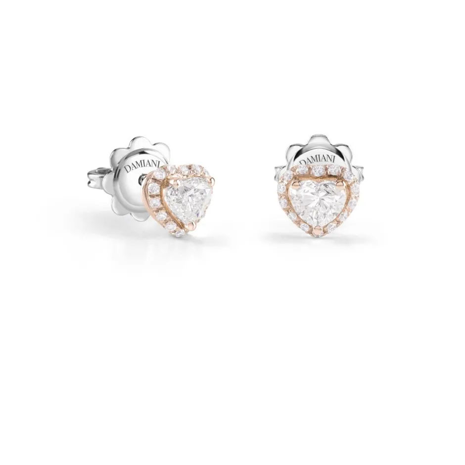 Damiani Orecchini>Orecchini in oro rosa con diamanti taglio cuore