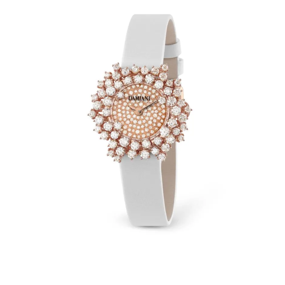 Damiani Orologi>Orologio in oro rosa con diamanti e quadrante pavé